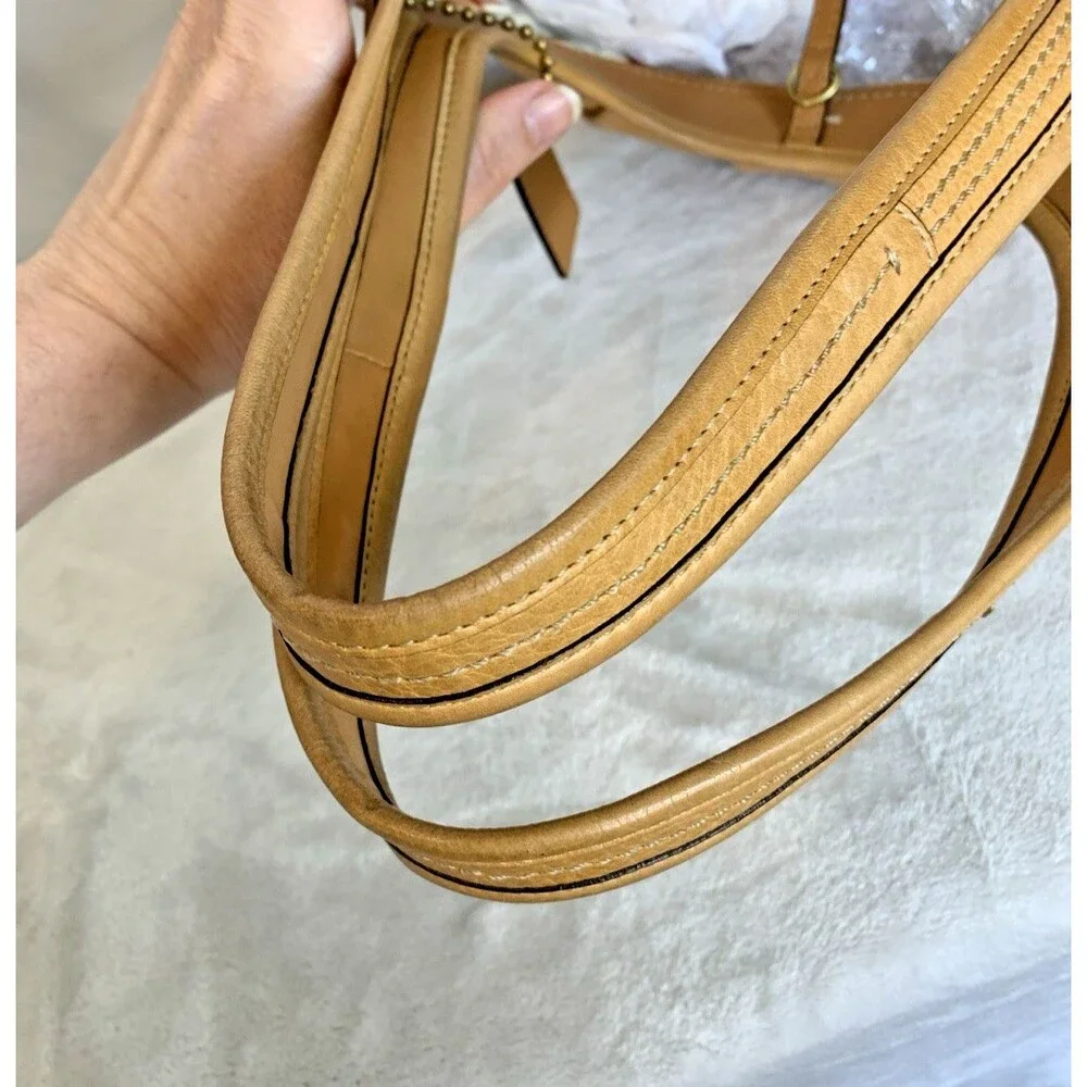Coach Pleated Ergo Tote #12240 Tan Leather Tattersall Lining 2008 Shoulder Bag